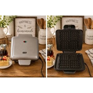 Dash No-Drip Belgian Waffle Maker Graphite DNMWM400GT 4 Slice 1200W Non-Stick